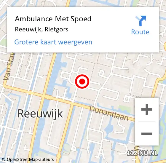 Locatie op kaart van de 112 melding: Ambulance Met Spoed Naar Reeuwijk, Rietgors op 1 november 2022 20:25