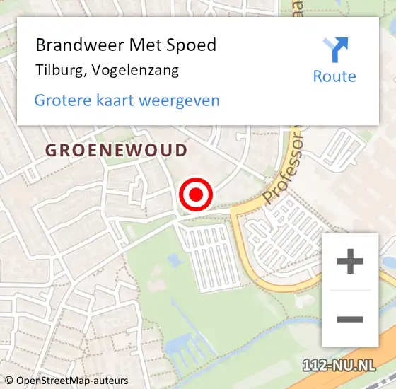 Locatie op kaart van de 112 melding: Brandweer Met Spoed Naar Tilburg, Vogelenzang op 1 november 2022 20:34