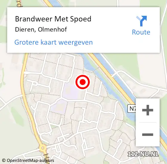 Locatie op kaart van de 112 melding: Brandweer Met Spoed Naar Dieren, Olmenhof op 1 november 2022 20:45