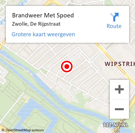 Locatie op kaart van de 112 melding: Brandweer Met Spoed Naar Zwolle, De Rijpstraat op 1 november 2022 21:48