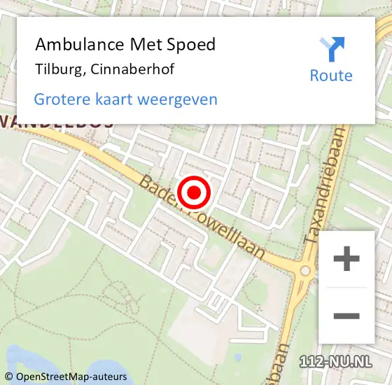 Locatie op kaart van de 112 melding: Ambulance Met Spoed Naar Tilburg, Cinnaberhof op 3 augustus 2014 15:49