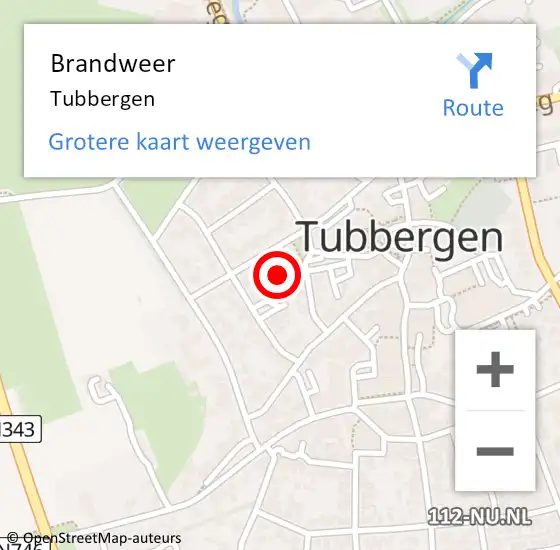 Locatie op kaart van de 112 melding: Brandweer Tubbergen op 1 november 2022 22:05