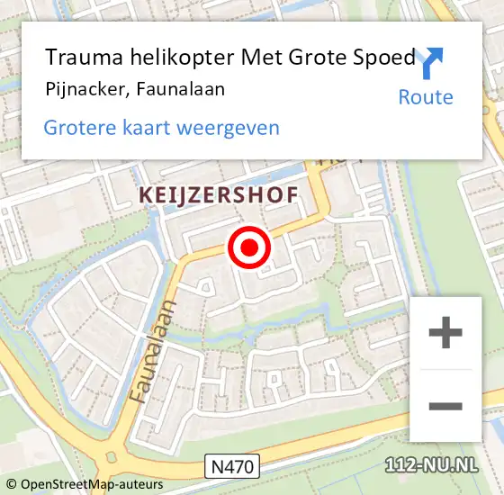 Locatie op kaart van de 112 melding: Trauma helikopter Met Grote Spoed Naar Pijnacker, Faunalaan op 1 november 2022 22:30