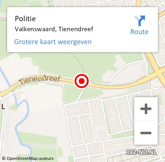 Locatie op kaart van de 112 melding: Politie Valkenswaard, Tienendreef op 1 november 2022 22:32