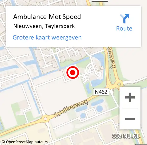 Locatie op kaart van de 112 melding: Ambulance Met Spoed Naar Nieuwveen, Teylerspark op 1 november 2022 22:36