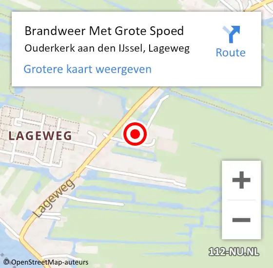 Locatie op kaart van de 112 melding: Brandweer Met Grote Spoed Naar Ouderkerk aan den IJssel, Lageweg op 1 november 2022 22:38