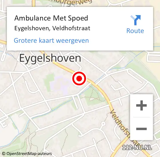 Locatie op kaart van de 112 melding: Ambulance Met Spoed Naar Eygelshoven, Veldhofstraat op 3 augustus 2014 15:53