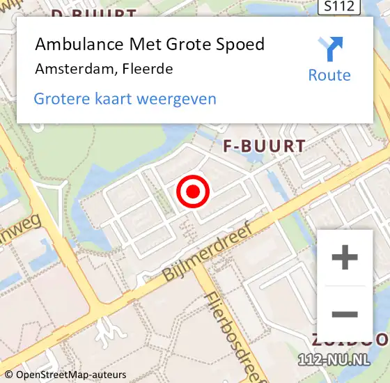 Locatie op kaart van de 112 melding: Ambulance Met Grote Spoed Naar Amsterdam-Zuidoost, Fleerde op 1 november 2022 23:04