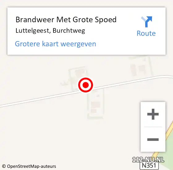 Locatie op kaart van de 112 melding: Brandweer Met Grote Spoed Naar Luttelgeest, Burchtweg op 1 november 2022 23:26