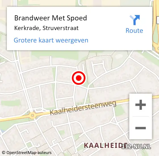 Locatie op kaart van de 112 melding: Brandweer Met Spoed Naar Kerkrade, Struverstraat op 1 november 2022 23:41