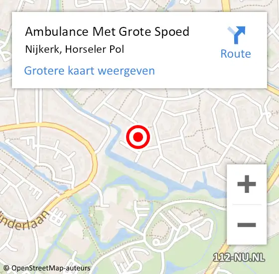 Locatie op kaart van de 112 melding: Ambulance Met Grote Spoed Naar Nijkerk, Horseler Pol op 2 november 2022 00:06