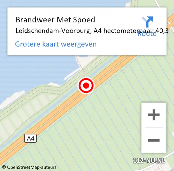 Locatie op kaart van de 112 melding: Brandweer Met Spoed Naar Leidschendam-Voorburg, A4 hectometerpaal: 40,3 op 2 november 2022 00:16