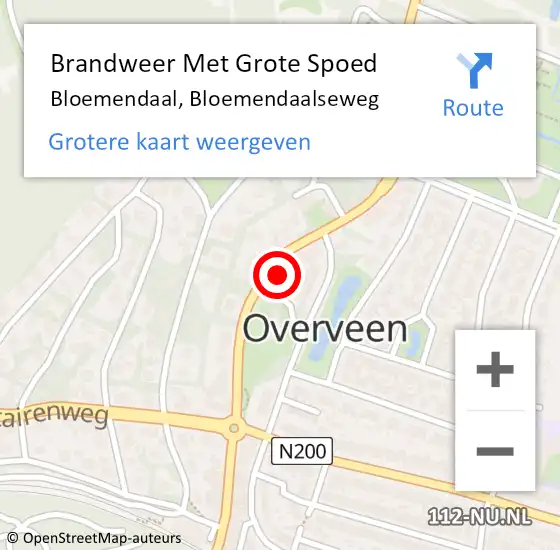 Locatie op kaart van de 112 melding: Brandweer Met Grote Spoed Naar Bloemendaal, Bloemendaalseweg op 2 november 2022 00:34