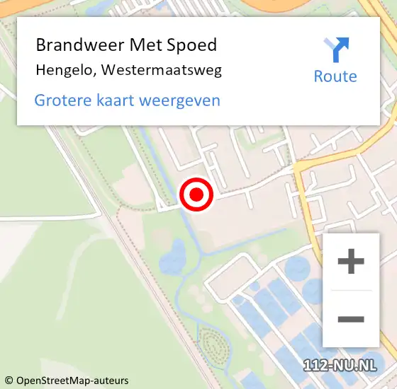 Locatie op kaart van de 112 melding: Brandweer Met Spoed Naar Hengelo, Westermaatsweg op 2 november 2022 00:41