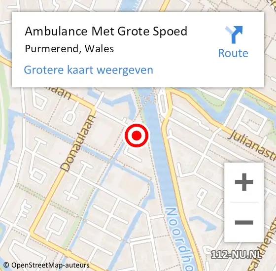 Locatie op kaart van de 112 melding: Ambulance Met Grote Spoed Naar Purmerend, Wales op 2 november 2022 01:14