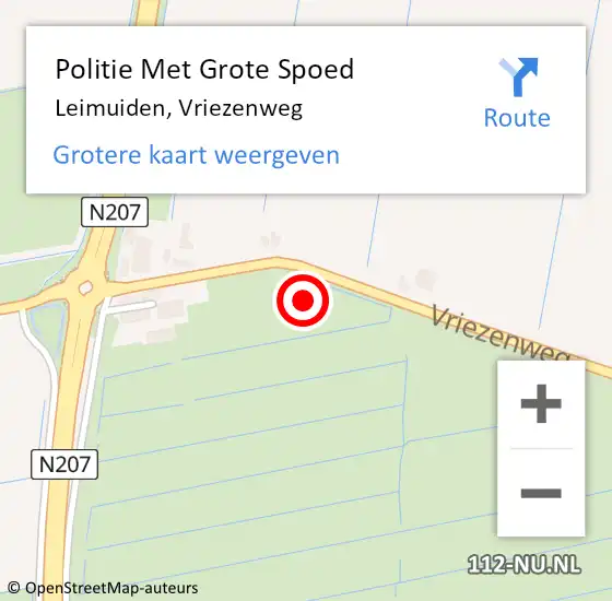Locatie op kaart van de 112 melding: Politie Met Grote Spoed Naar Leimuiden, Vriezenweg op 2 november 2022 02:18
