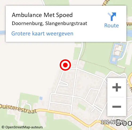 Locatie op kaart van de 112 melding: Ambulance Met Spoed Naar Doornenburg, Slangenburgstraat op 2 november 2022 02:50