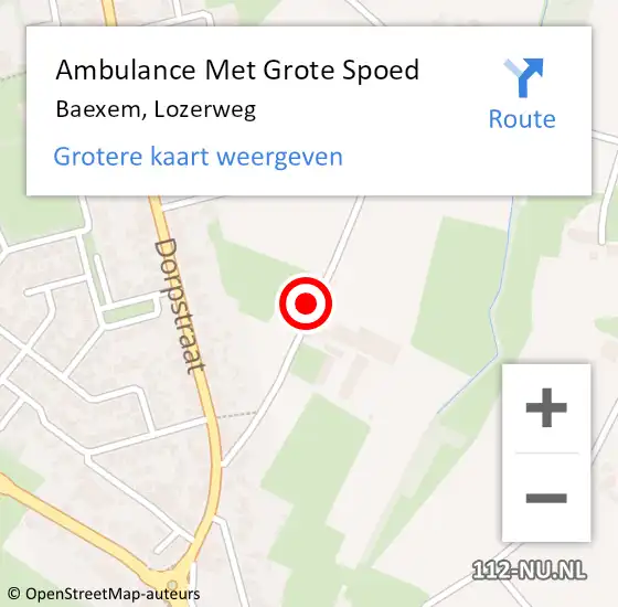 Locatie op kaart van de 112 melding: Ambulance Met Grote Spoed Naar Baexem, Lozerweg op 3 augustus 2014 16:00