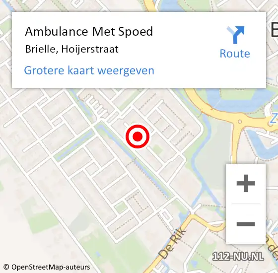 Locatie op kaart van de 112 melding: Ambulance Met Spoed Naar Brielle, Hoijerstraat op 2 november 2022 03:27