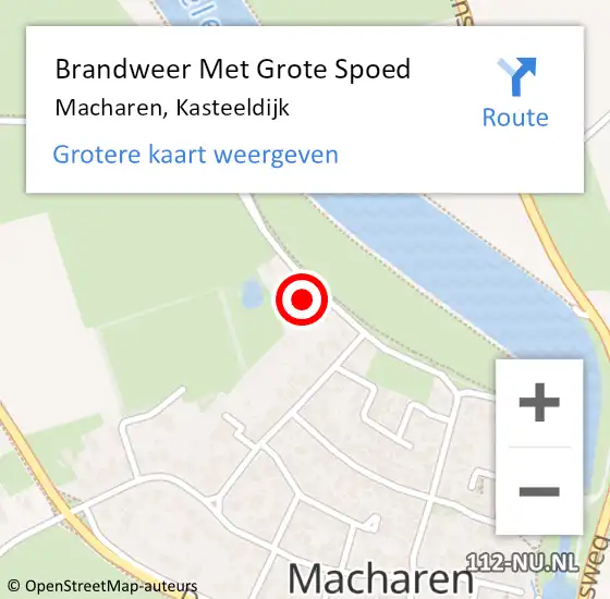 Locatie op kaart van de 112 melding: Brandweer Met Grote Spoed Naar Macharen, Kasteeldijk op 2 november 2022 04:36