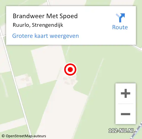 Locatie op kaart van de 112 melding: Brandweer Met Spoed Naar Ruurlo, Strengendijk op 2 november 2022 05:42