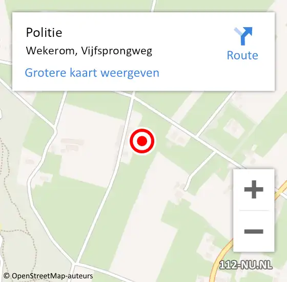 Locatie op kaart van de 112 melding: Politie Wekerom, Vijfsprongweg op 2 november 2022 06:29