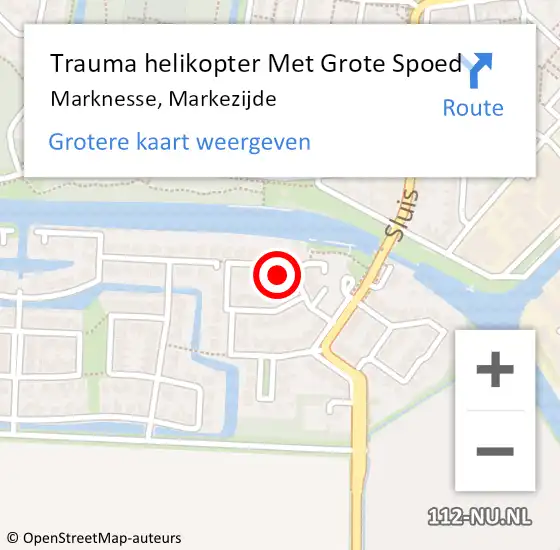 Locatie op kaart van de 112 melding: Trauma helikopter Met Grote Spoed Naar Marknesse, Markezijde op 2 november 2022 06:58