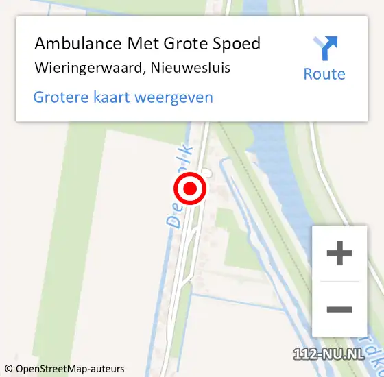 Locatie op kaart van de 112 melding: Ambulance Met Grote Spoed Naar Wieringerwaard, Nieuwesluis op 2 november 2022 07:20