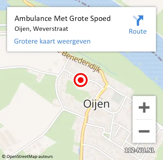 Locatie op kaart van de 112 melding: Ambulance Met Grote Spoed Naar Oijen, Weverstraat op 3 augustus 2014 16:05