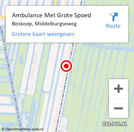 Locatie op kaart van de 112 melding: Ambulance Met Grote Spoed Naar Boskoop, Middelburgseweg op 2 november 2022 08:00