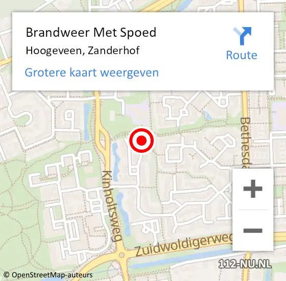 Locatie op kaart van de 112 melding: Brandweer Met Spoed Naar Hoogeveen, Zanderhof op 2 november 2022 08:11