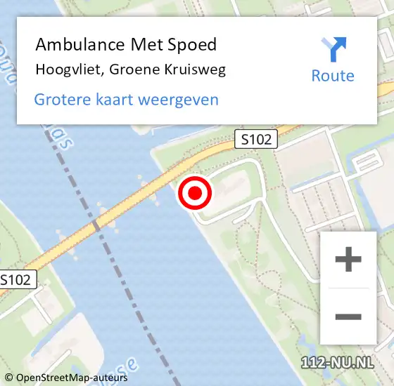 Locatie op kaart van de 112 melding: Ambulance Met Spoed Naar Hoogvliet, Groene Kruisweg op 2 november 2022 08:17