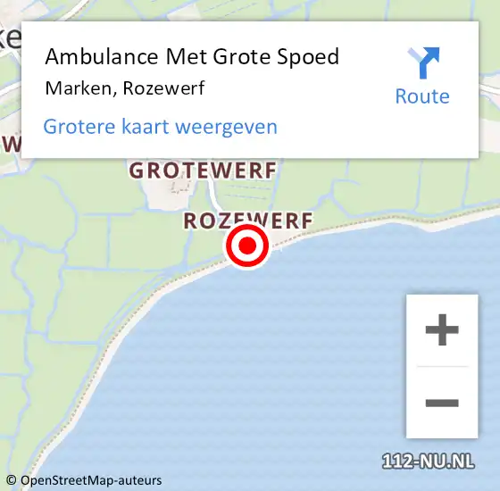 Locatie op kaart van de 112 melding: Ambulance Met Grote Spoed Naar Marken, Rozewerf op 2 november 2022 08:22