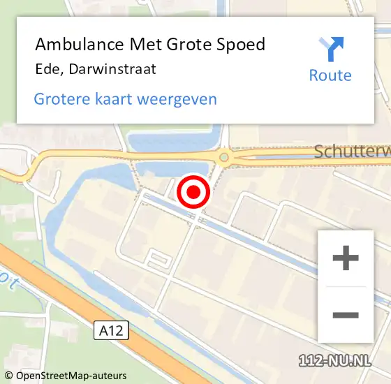 Locatie op kaart van de 112 melding: Ambulance Met Grote Spoed Naar Ede, Darwinstraat op 2 november 2022 08:43