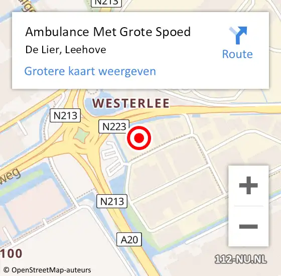 Locatie op kaart van de 112 melding: Ambulance Met Grote Spoed Naar De Lier, Leehove op 2 november 2022 08:43