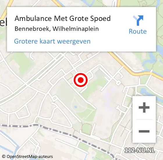 Locatie op kaart van de 112 melding: Ambulance Met Grote Spoed Naar Bennebroek, Wilhelminaplein op 2 november 2022 08:45