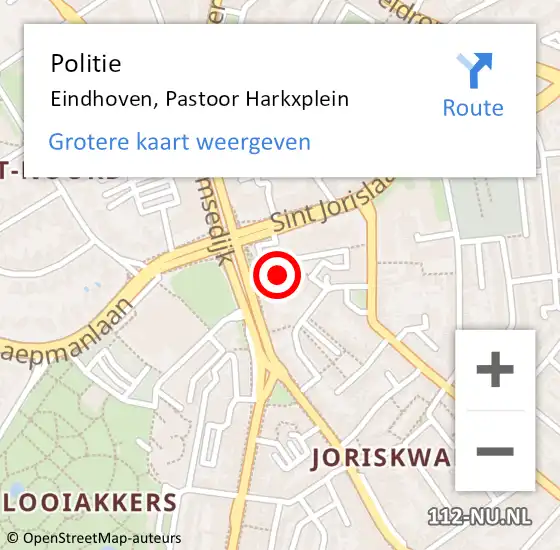 Locatie op kaart van de 112 melding: Politie Eindhoven, Pastoor Harkxplein op 2 november 2022 09:05