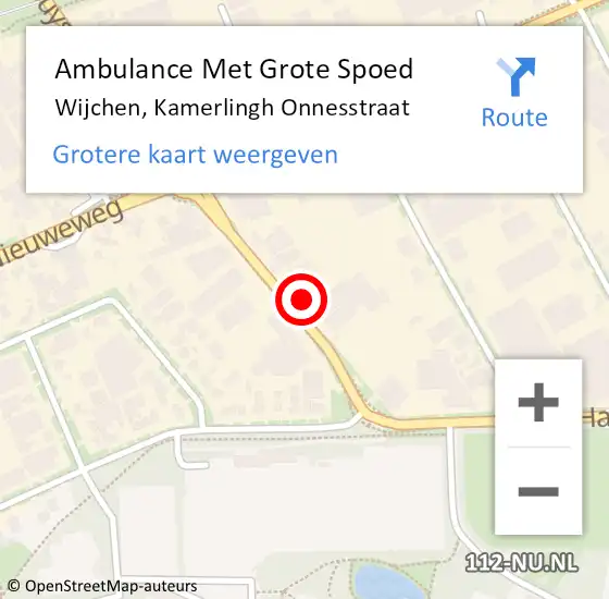 Locatie op kaart van de 112 melding: Ambulance Met Grote Spoed Naar Wijchen, Kamerlingh Onnesstraat op 2 november 2022 09:12