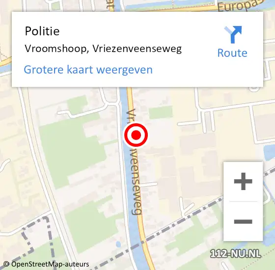 Locatie op kaart van de 112 melding: Politie Vroomshoop, Vriezenveenseweg op 2 november 2022 09:12