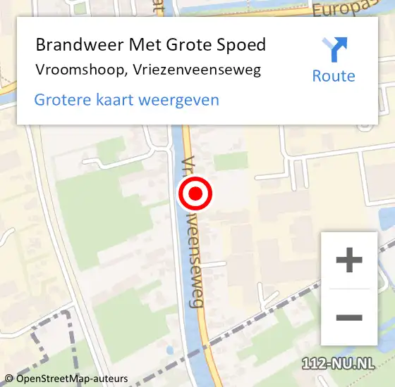 Locatie op kaart van de 112 melding: Brandweer Met Grote Spoed Naar Vroomshoop, Vriezenveenseweg op 2 november 2022 09:13