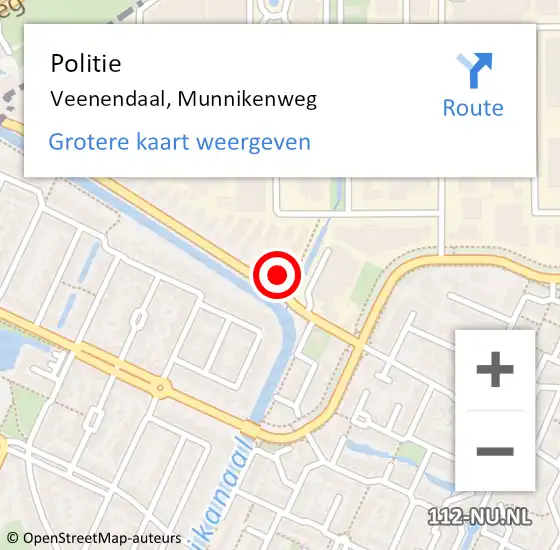 Locatie op kaart van de 112 melding: Politie Veenendaal, Munnikenweg op 2 november 2022 09:26