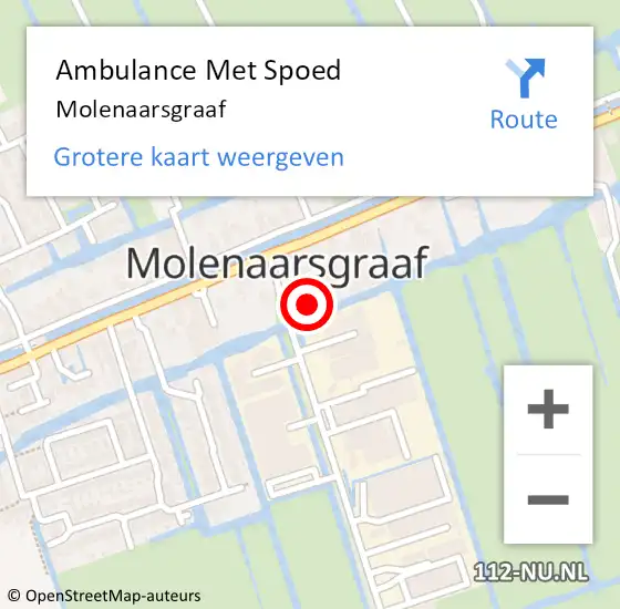 Locatie op kaart van de 112 melding: Ambulance Met Spoed Naar Molenaarsgraaf op 2 november 2022 09:35