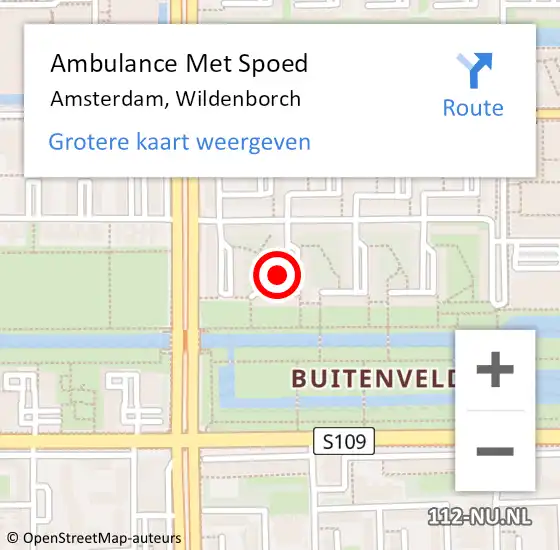 Locatie op kaart van de 112 melding: Ambulance Met Spoed Naar Amsterdam, Wildenborch op 2 november 2022 09:54