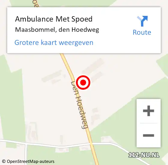 Locatie op kaart van de 112 melding: Ambulance Met Spoed Naar Maasbommel, den Hoedweg op 2 november 2022 10:16