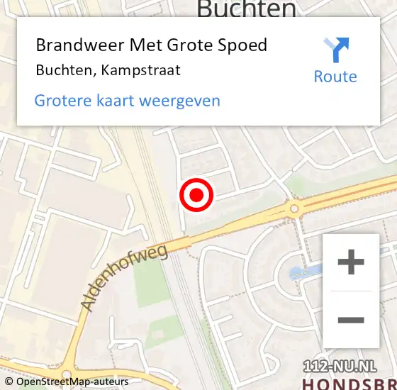 Locatie op kaart van de 112 melding: Brandweer Met Grote Spoed Naar Buchten, Kampstraat op 2 november 2022 10:16