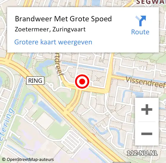 Locatie op kaart van de 112 melding: Brandweer Met Grote Spoed Naar Zoetermeer, Zuringvaart op 2 november 2022 10:16