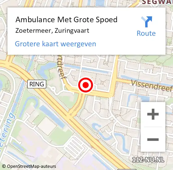 Locatie op kaart van de 112 melding: Ambulance Met Grote Spoed Naar Zoetermeer, Zuringvaart op 2 november 2022 10:18