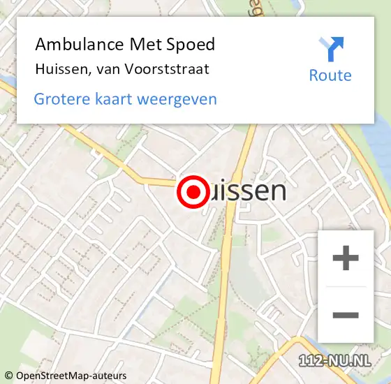 Locatie op kaart van de 112 melding: Ambulance Met Spoed Naar Huissen, van Voorststraat op 2 november 2022 10:34