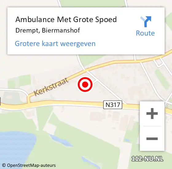 Locatie op kaart van de 112 melding: Ambulance Met Grote Spoed Naar Drempt, Biermanshof op 2 november 2022 10:42