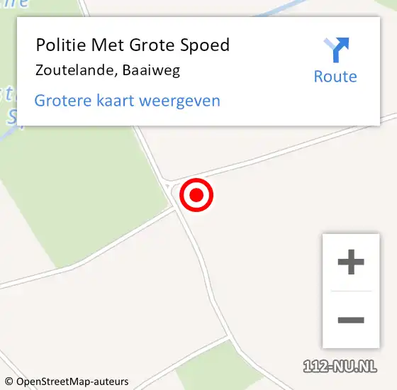 Locatie op kaart van de 112 melding: Politie Met Grote Spoed Naar Zoutelande, Baaiweg op 2 november 2022 10:43